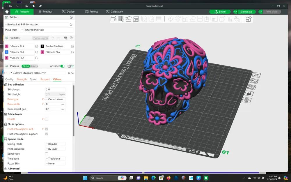 Sugar Skull multi color painted compatible by AcmeArt MakerWorld: Download Free 3D Models